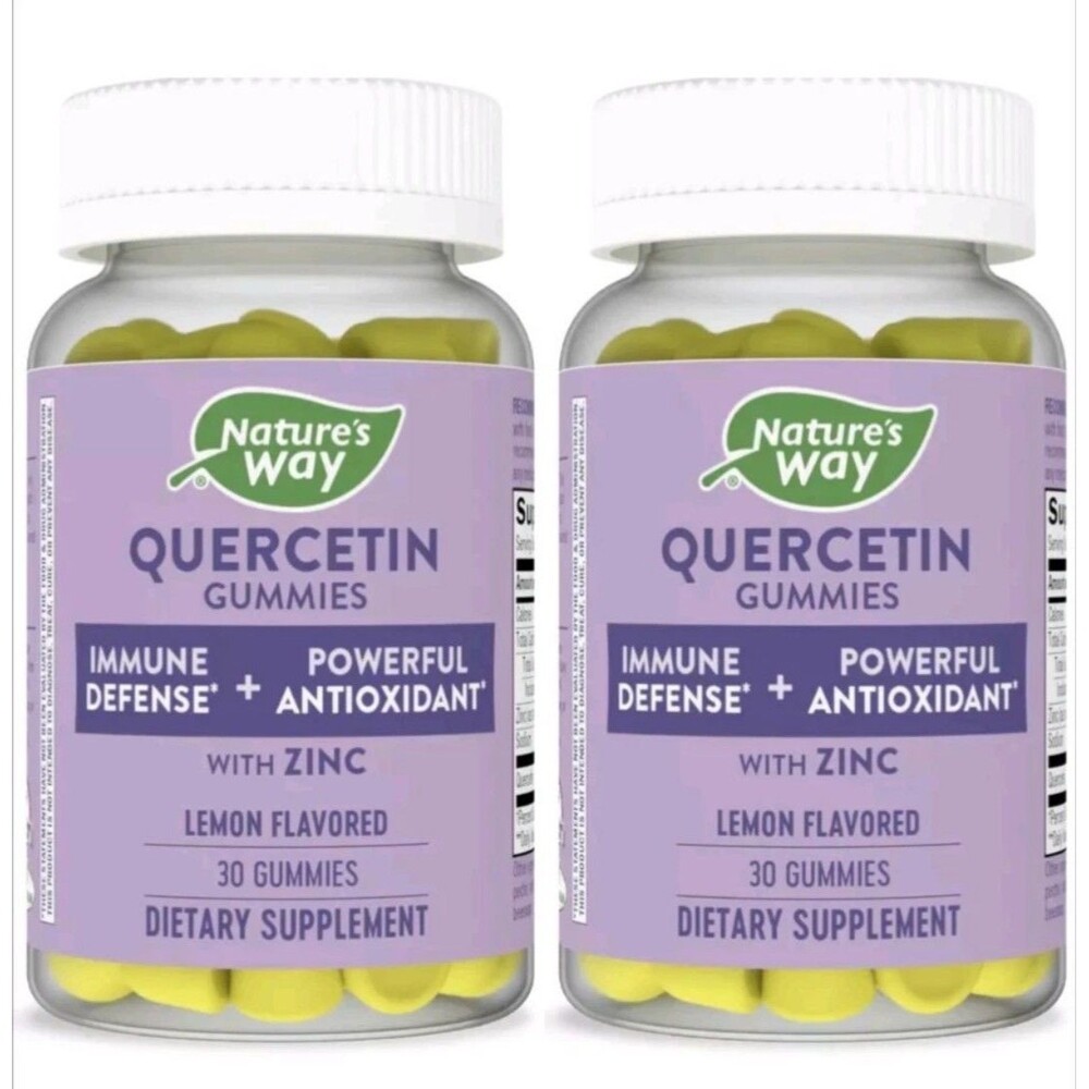 2pk Natures Way QUERCETIN+Zinc Immune Defense Antioxidant Lemon GUMMIES Exp 1/25